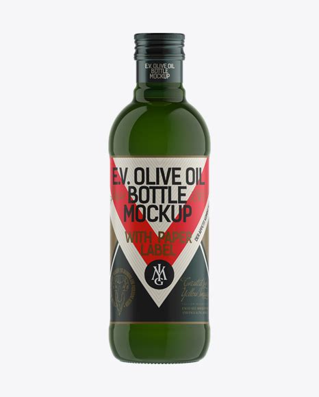 500ml green glass olive oil bottle mockup in bottle mockups on yellow images object mockups