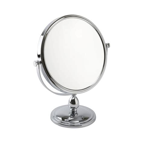 standing pedestal vanity mirror  magnifying chrome  groomed man