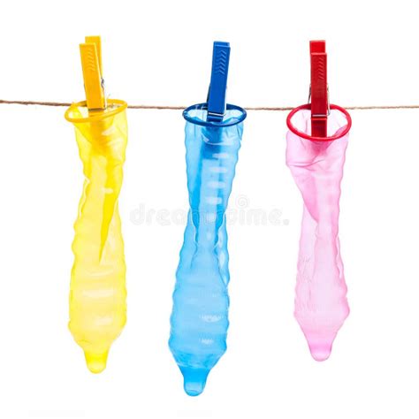 Colorful Condoms On A Clothespins Stock Image Image Of Colored Humor