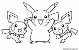 Coloring Pokemon Pichu Pages Pikachu Friends His Printable sketch template