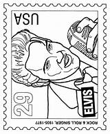Elvis Coloring Presley Pages Stamp Sheets Printable Postage Color Stamps Activity Colouring Postal Drawing Adult Printables Kids People Print Book sketch template
