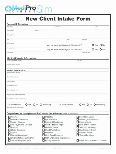 printable mental health intake form template  business templates