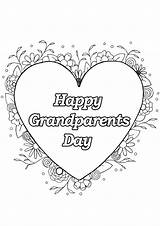 Grandparents Coloring Happy Pages Heart Kids Printable Children Color Flowers Print Adults Simple Justcolor Adult sketch template