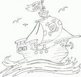 Pirate Ship Coloring Boat Pages Printable Color Pirates Back Cartoon sketch template