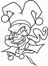 Draw Scary Clowns Dragoart Jester Tattoos 1157 Skulls Stress sketch template