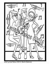 Jazz Coloring Adult Printable Party sketch template