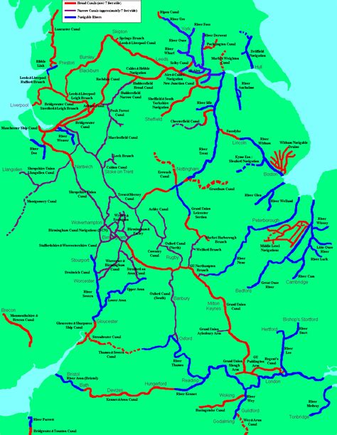 uk canal network map  toursmapscom
