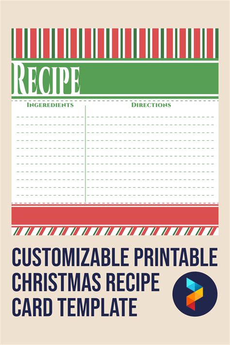 customizable printable christmas recipe card template