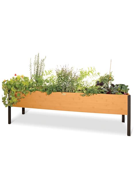Eco Stained 2x8 Elevated Cedar Planter Box In Lakeside Cedar Shown With
