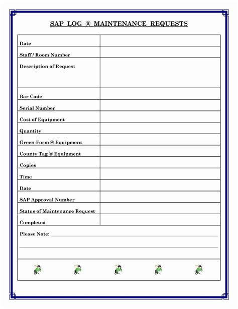 printable maintenance request form template printable templates