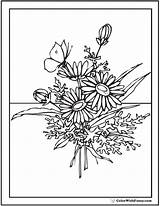 Coloring Pages Flowers Flower Adults Printable Wedding Wild Print Pdf Zinnia Posies Tulip Butterfly Bouquet Wildflowers Template Getcolorings Advanced Getdrawings sketch template