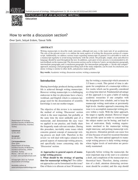 discussion section   research paper