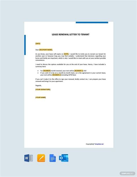 lease renewal letter template   word google docs