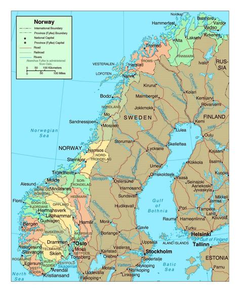 wegenkaart noorwegen wegenkaart noorwegen met steden  noord europa europa