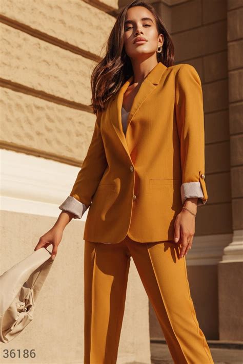 piece blazer trouser suit  women mustard yellow pantsuit women