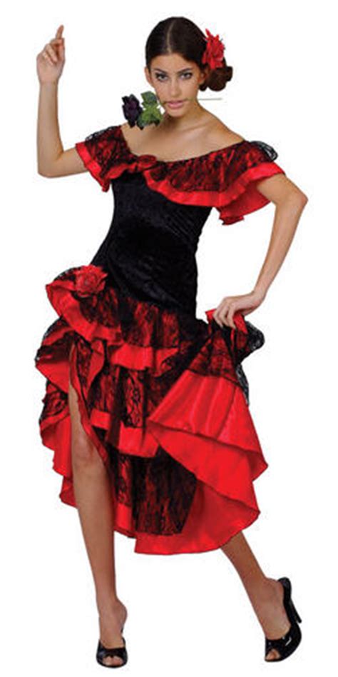 spanish senorita ladies fancy dress womens adult flamenco dancer