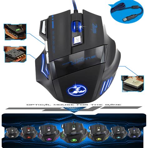 led optical 3200 dpi 7 button usb wired gaming mouse mice for pro gamer