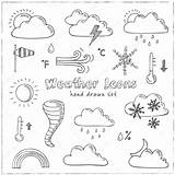 Doodle Wetter Skizze Forecast Satz Foggy Thunderstorm Windy Cloudy Sleet Drizzle Ein sketch template