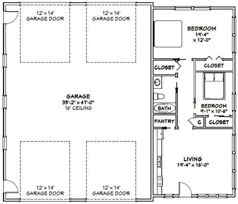 56x48 2 rv garage 2 bedroom 1 bath 2649 sq ft pdf etsy