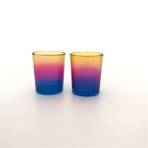 Rainbow Decorated Glass Candle Holder 2 4oz Its