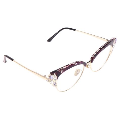 women cat eye shiny rhinestones glasses frames brand designer optical