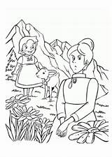 Heidi Coloring Alps Girl Pages Fun Kids sketch template