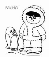 Coloring Eskimo Pages People Template Igloo sketch template