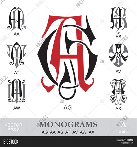 vintage monograms ag vector photo  trial bigstock