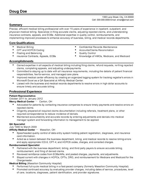 sample resume  medical billing tukibranrrt