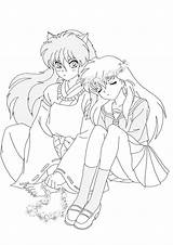Inuyasha Coloring Pages Printable Kids Anime Kagome Bestcoloringpagesforkids Manga Color Sheets Visit Choose Board Cartoon sketch template