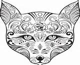 Coloring Pages Skull Sugar Cat Advanced Printable Animal Tattoo Hard Print Difficult Leopart Sketches Draw Book Color Info sketch template
