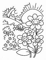 Coloring Pages Sunny Kids Spring Color Printable Sheet Time sketch template