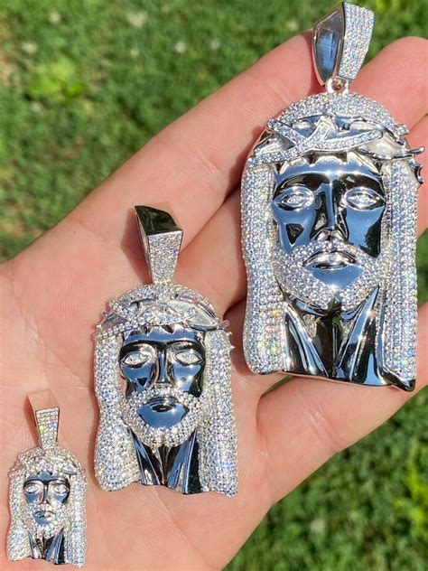 Real 925 Sterling Silver Icy Jesus Piece Flooded Out Pendant Iced Mens