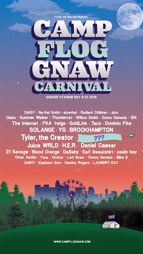 camp flog gnaw  lineup announced tyler  creator solange