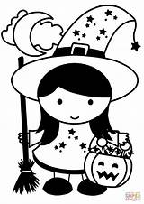 Halloween Coloring Girl Pages sketch template