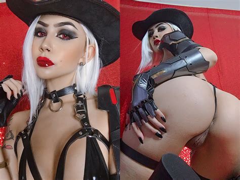 ashe from overwatch on off lewd cosplay by felicia vox [bonus pic in