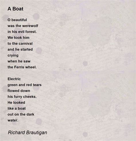 boat poem  richard brautigan poem hunter