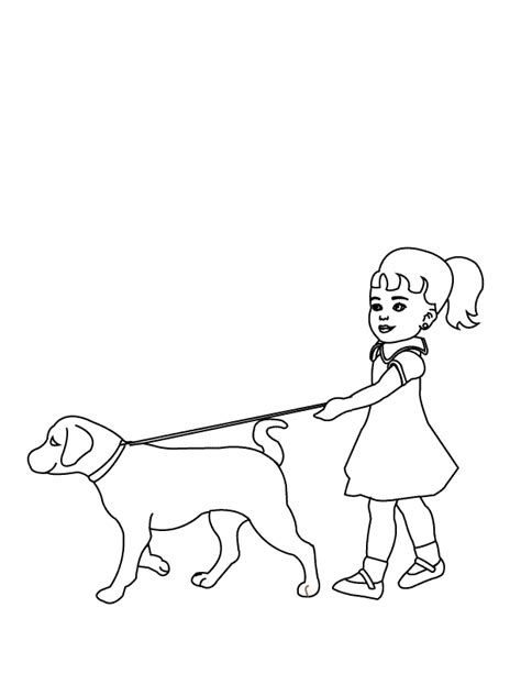 coloring pages walking  dog