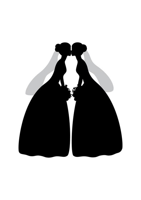 Lesbian Wedding Card Silhouette Brides Dresses