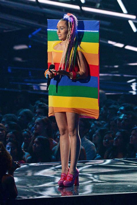 see miley cyrus s crazy onstage outfits at the 2015 mtv