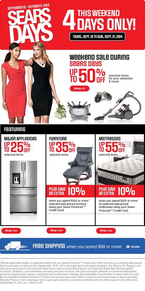 sears canada sears day sale save     select items including mattresses appliances