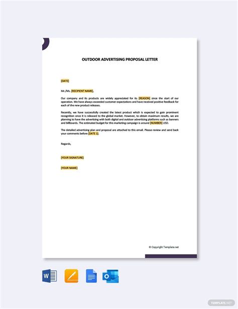 outdoor advertising proposal letter template   google docs