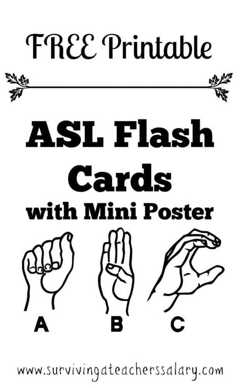 printable asl alphabet sign language flash cards