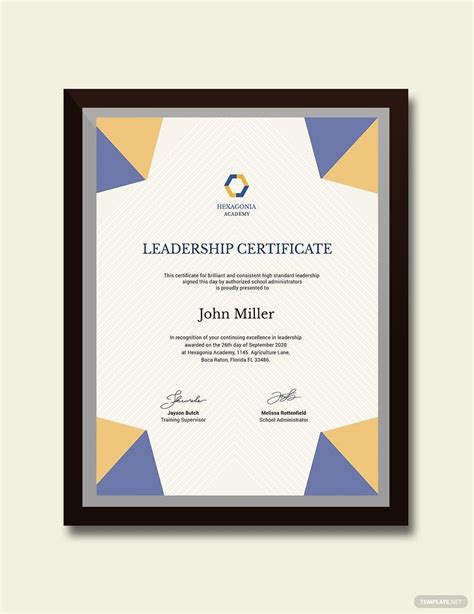 certificate  leadership template