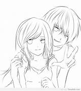 Anime Coloring Pages Couple Cute Couples Kissing Boys Print Printable Hugging Guy Vector Color Template Deviantart Sketch Getcolorings Colorings Templates sketch template