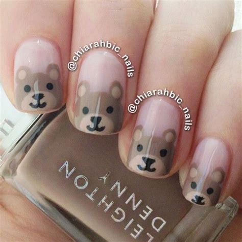 instagram photo  chiarahbicnails bear nails  cute nail nails