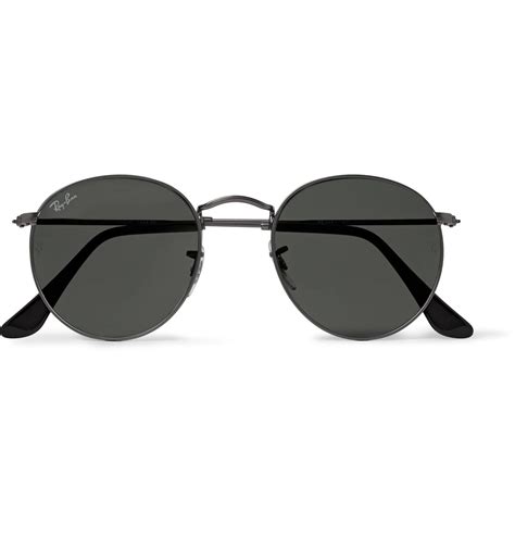 Ray Ban Round Frame Gunmetal Tone Sunglasses For Men Lyst