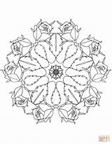 Mandala Coloring Roses Pages Mandalas Printable Categories sketch template