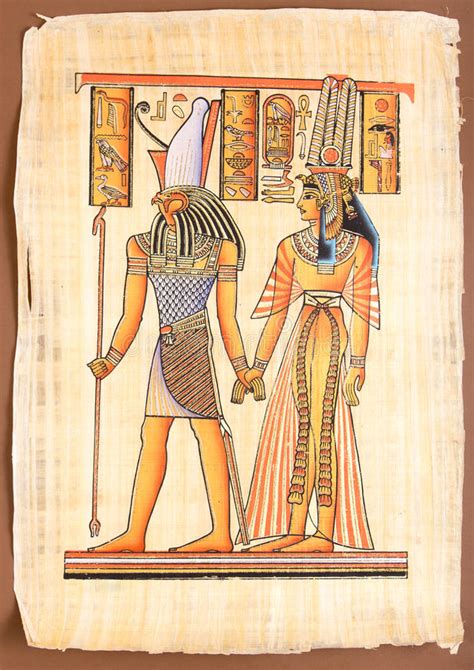 Egyptian God Horus With Queen Cleopatra Stock Illustration