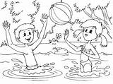 Colorir River Kids Summer Para Verão Coloring Do Crianças Desenhos Pages Playing Site sketch template